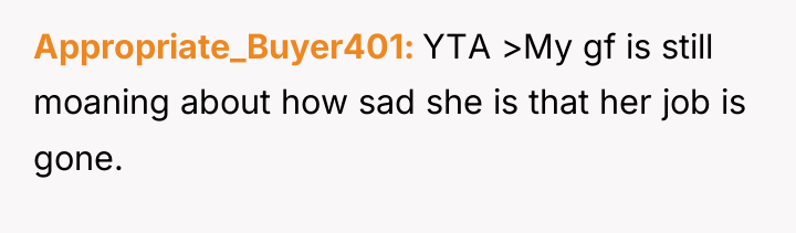 Appropriate_Buyer401 YTA >My gf is still moaning about how sad...