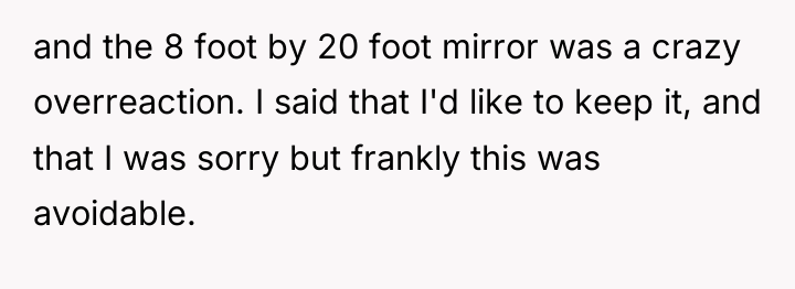and the 8 foot by 20 foot mirror was a...