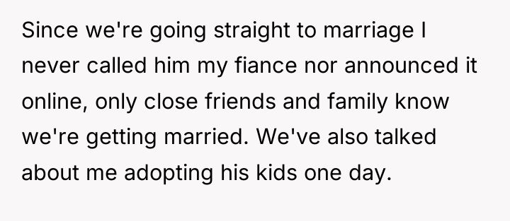Since we're going straight to marriage I never called him...