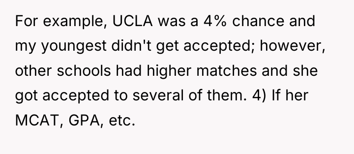 For example, UCLA was a 4% chance and my youngest...