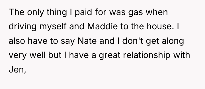 The only thing I paid for was gas when driving...