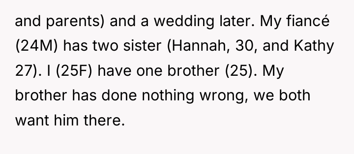 and parents) and a wedding later. My fiancé (24M) has...
