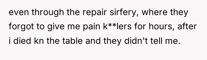 even through the repair sirfery, where they forgot to give...