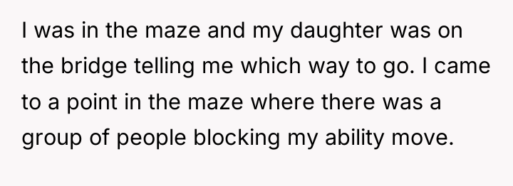 I was in the maze and my daughter was on...