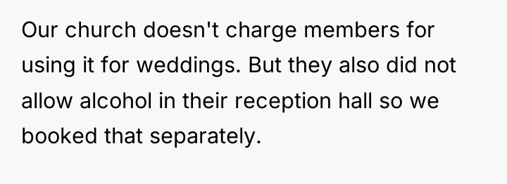 Our church doesn't charge members for using it for weddings....
