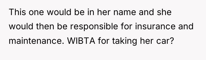 This one would be in her name and she would...