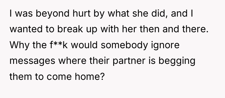 I was beyond hurt by what she did, and I...