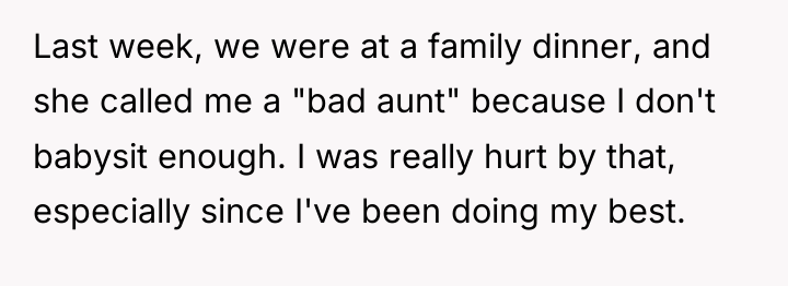 Last week, we were at a family dinner, and she...
