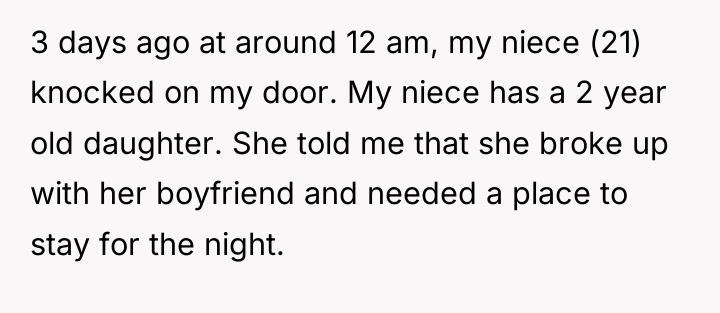 3 days ago at around 12 am, my niece (21)...