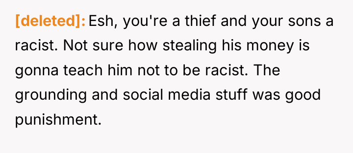 [deleted] Esh, you're a thief and your sons a racist....