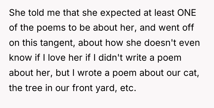 She told me that she expected at least ONE of...