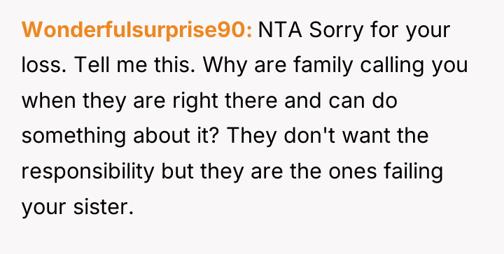 Wonderfulsurprise90 NTA Sorry for your loss. Tell me this. Why...