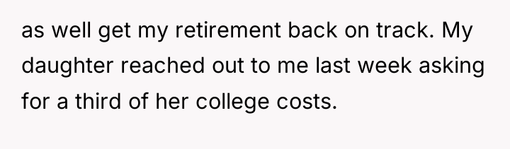 as well get my retirement back on track. My daughter...