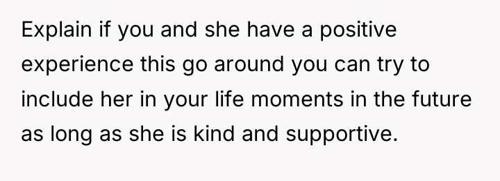 Explain if you and she have a positive experience this...