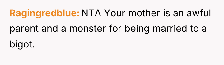 Ragingredblue NTA Your mother is an awful parent and a...