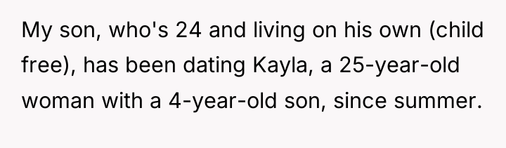 My son, who's 24 and living on his own (child...