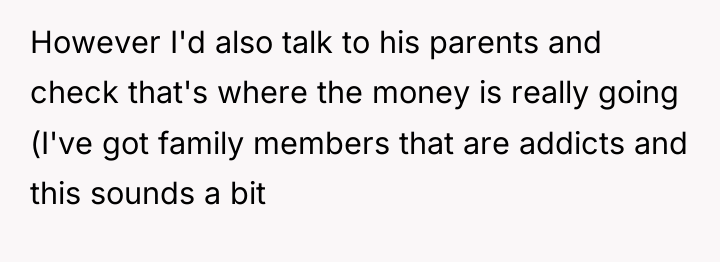 However I'd also talk to his parents and check that's...