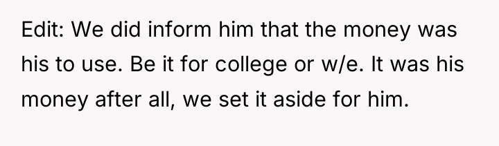 Edit: We did inform him that the money was his...