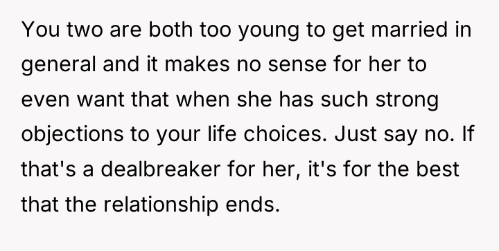 You two are both too young to get married in...