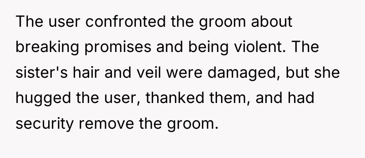 The user confronted the groom about breaking promises and being...