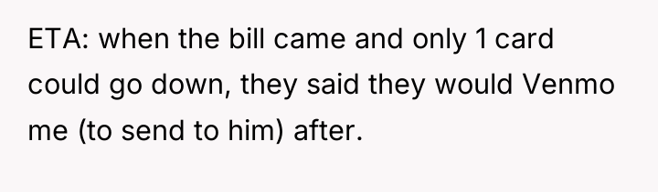 ETA: when the bill came and only 1 card could...