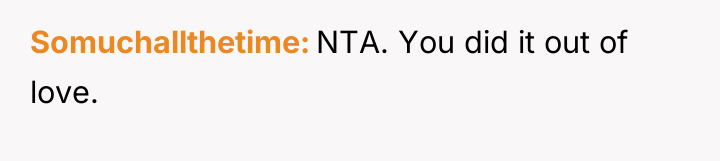 Somuchallthetime NTA. You did it out of love.