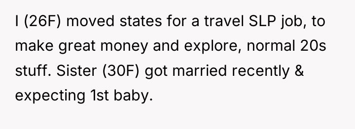 I (26F) moved states for a travel SLP job, to...