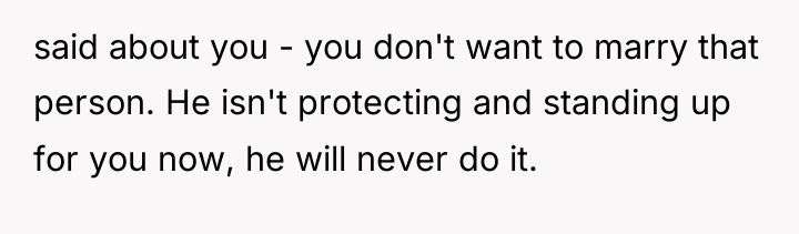 said about you - you don't want to marry that...