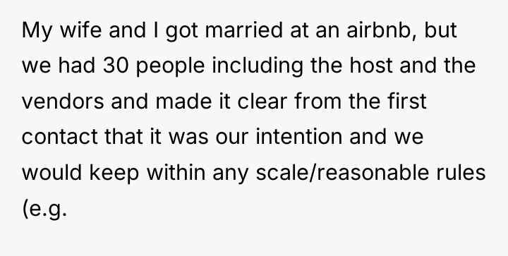 My wife and I got married at an airbnb, but...