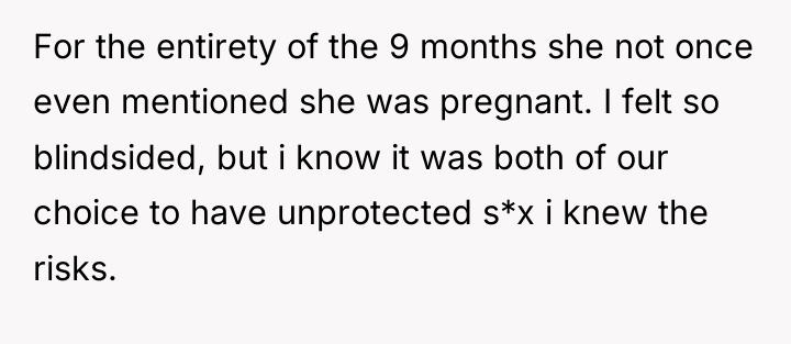 For the entirety of the 9 months she not once...