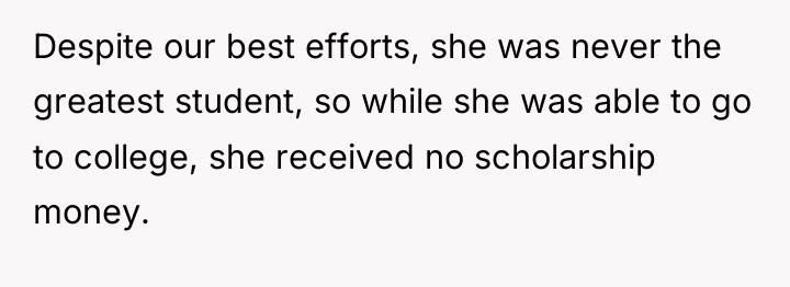 Despite our best efforts, she was never the greatest student,...