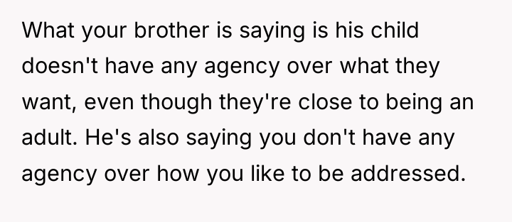 What your brother is saying is his child doesn't have...