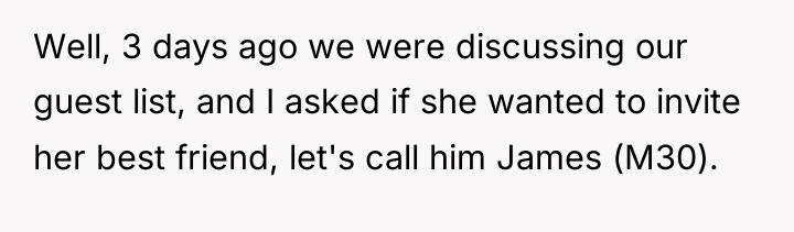 Well, 3 days ago we were discussing our guest list,...