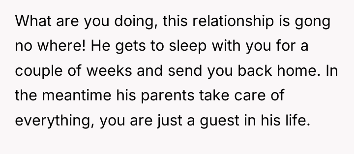 What are you doing, this relationship is gong no where!...