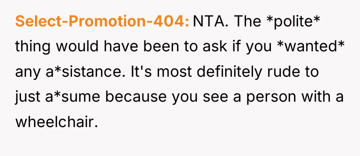 Select-Promotion-404 NTA. The *polite* thing would have been to ask...
