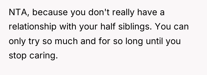 NTA, because you don't really have a relationship with your...