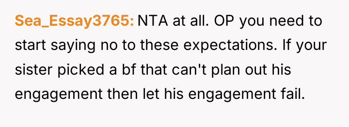 Sea_Essay3765 NTA at all. OP you need to start saying...