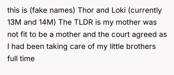 this is (fake names) Thor and Loki (currently 13M and...