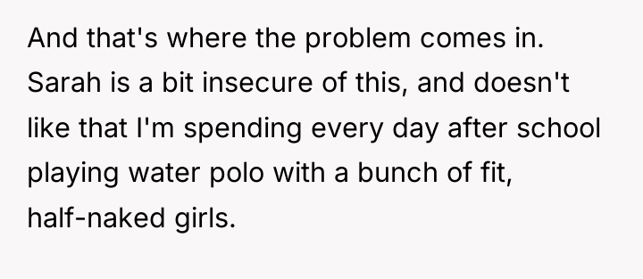 And that's where the problem comes in. Sarah is a...
