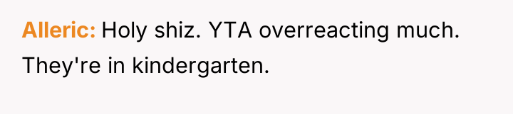 Alleric Holy shiz. YTA overreacting much. They're in kindergarten.