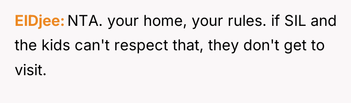 ElDjee NTA. your home, your rules. if SIL and the...