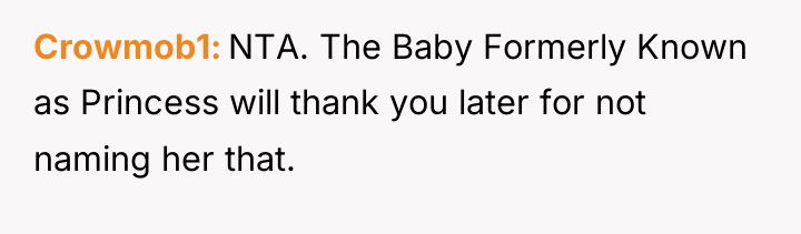Crowmob1 NTA. The Baby Formerly Known as Princess will thank...