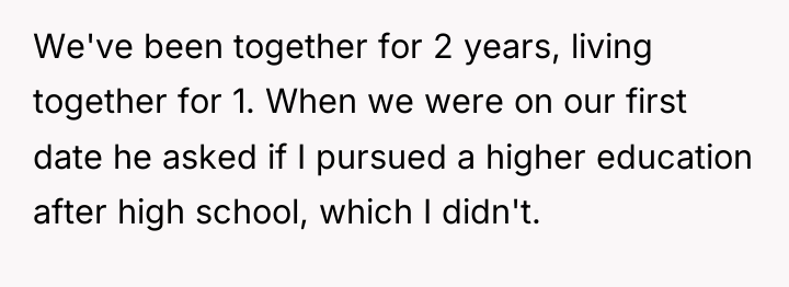We've been together for 2 years, living together for 1....