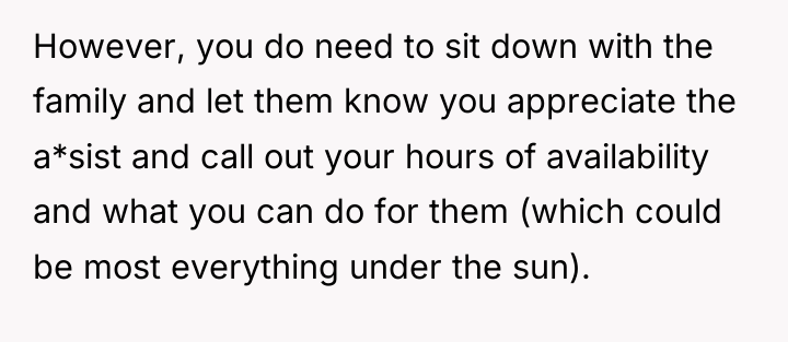 However, you do need to sit down with the family...