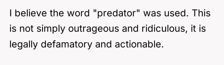 I believe the word "predator" was used. This is not...