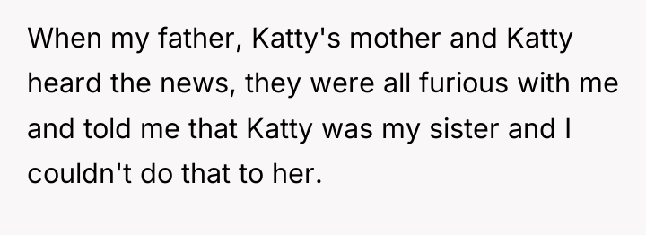 When my father, Katty's mother and Katty heard the news,...