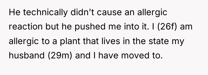 He technically didn't cause an allergic reaction but he pushed...