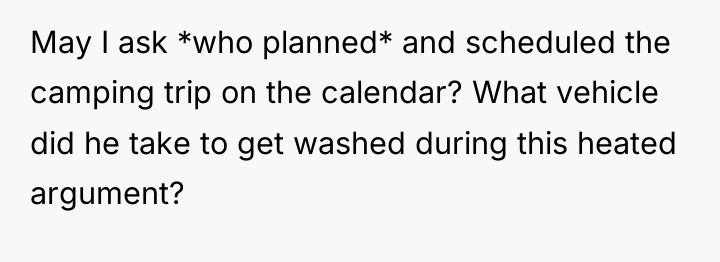 May I ask *who planned* and scheduled the camping trip...