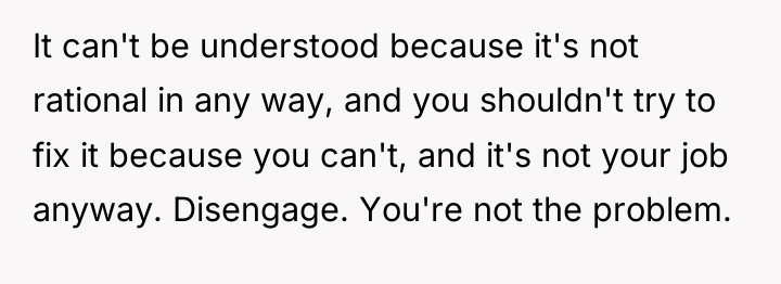 It can't be understood because it's not rational in any...