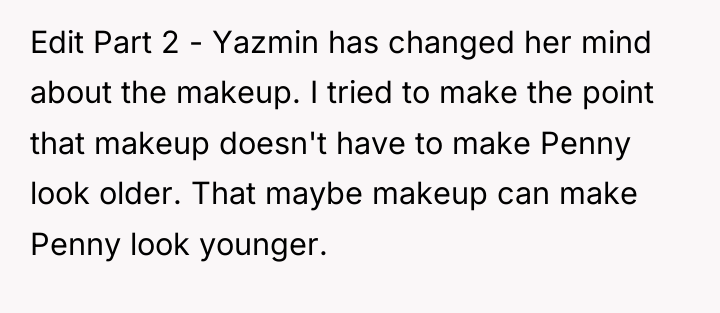 Edit Part 2 - Yazmin has changed her mind about...